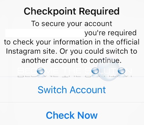 Instagram checkpoint required message ios