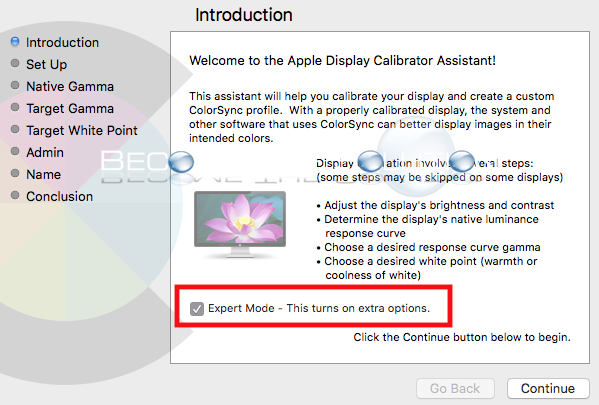 Enable: Mac OS X Calibrate Display Expert Mode