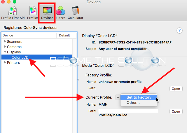 Mac os x colorsync utility factory reset color lcd