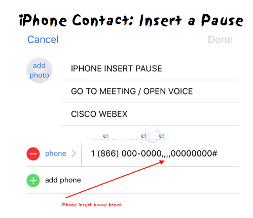 How To: Insert Pause Key for an iPhone Contact (To Dial Bridge Numbers)
