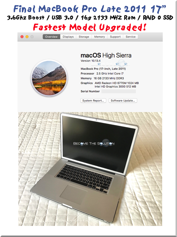 Proven Fastest Macbook Pro 17 Inch 11 2 5ghz 3 6ghz Usb 3 0 16g 2133mhz Ram Dual Ssd Raid 0 Loaded Best Build