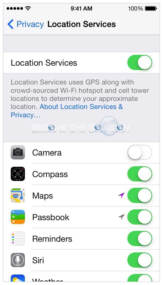 where is location setting on iphone