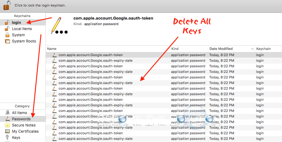 Mac keychain access google oauth token expiry password