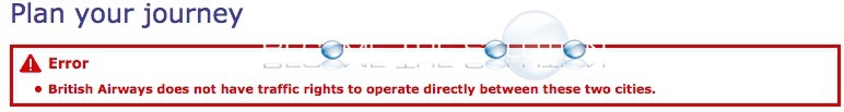 Fix: British Airways Does Not Have Traffic Rights to Operate Directly Between These Two Cities