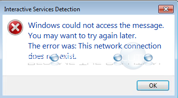 Windows could not access the message. You may want to try again later.