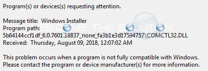 Windows program or devices requesting attention