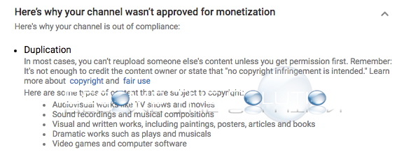 Youtube not approved monetization duplication