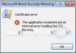Fix: The Application Experienced An Internal Error Loading The SSL