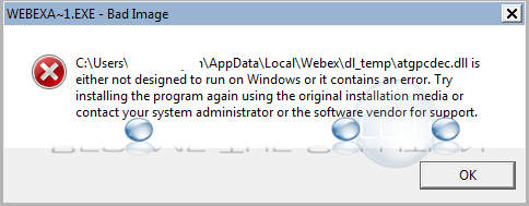 Fix: atgpcdec.dll WebEx Error (WEBEXA~1.EXE) – Bad Image