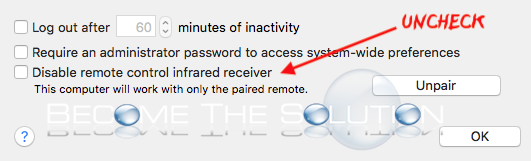 Apple remote enable infared receiver