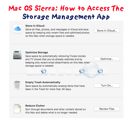 Manage Storage App Mac OS High Sierra