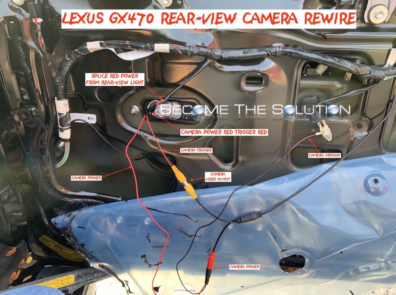 Lexus gx470 rear view cmaera wiring -rewire aftermarket reverse wires phoenix android radio