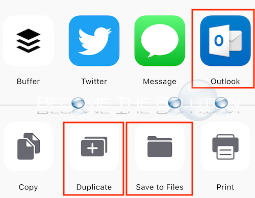 Iphone share email copy duplicate save to files options