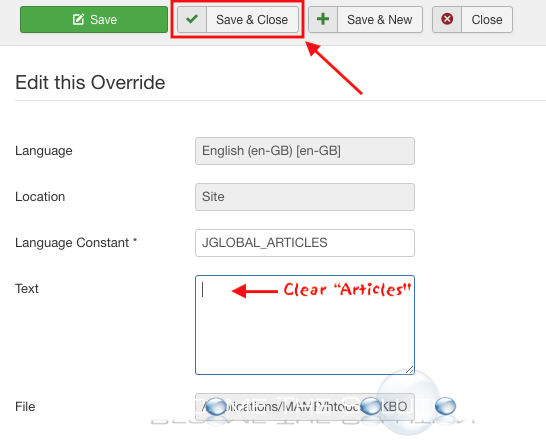 Joomla language override jglobal articles