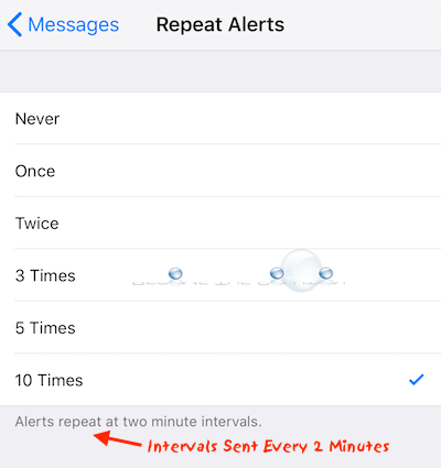 Ios iphone repeat text alert how many times