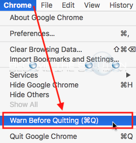 Google chrome warn before quitting