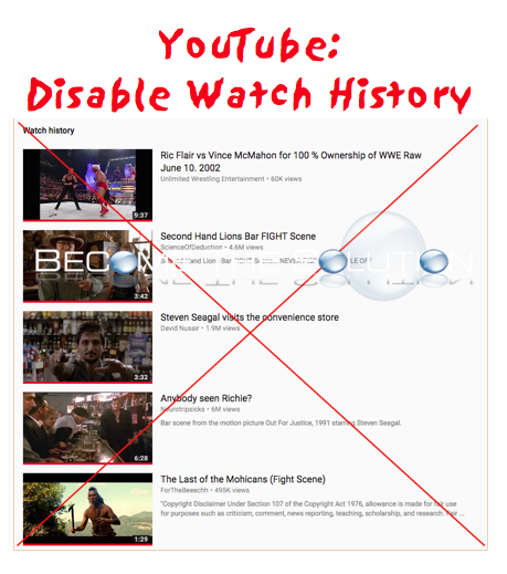 YouTube Disable Watch History