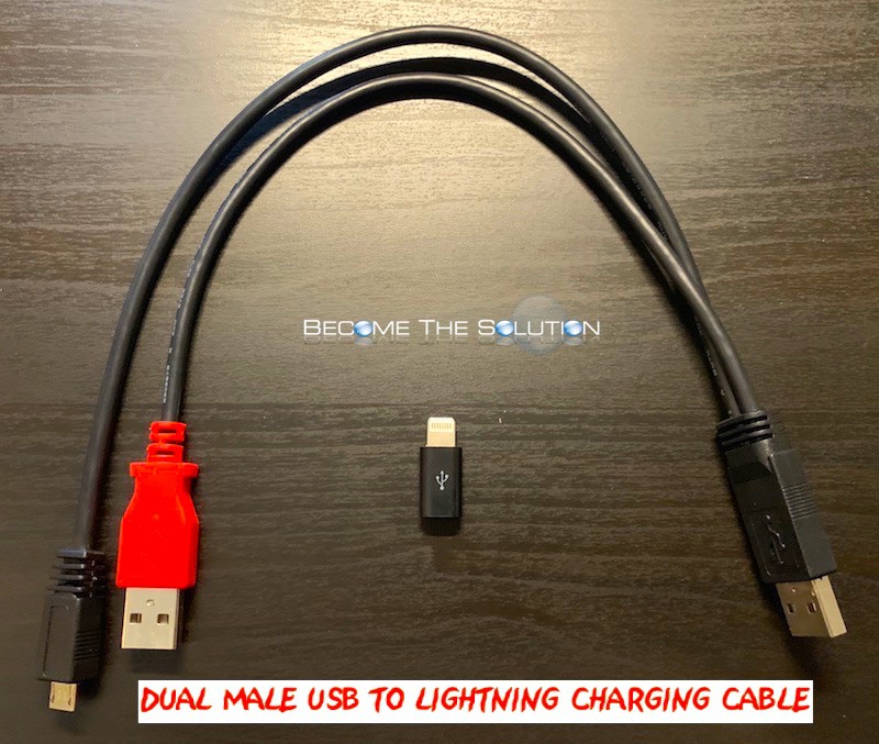Dual USB iPhone Charging Cable Solution (Dual USB A + Single Lightning Connector)
