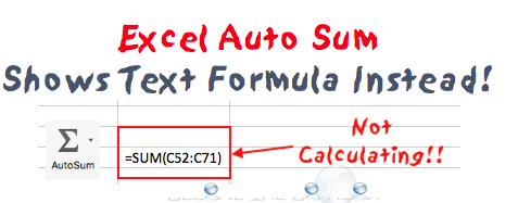 Fix: Auto Sum Excel Only Shows Formula Text and Not Calculating!