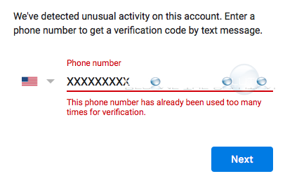 This Phone Number Has Already Been Used Too Many Times for Verification – Google