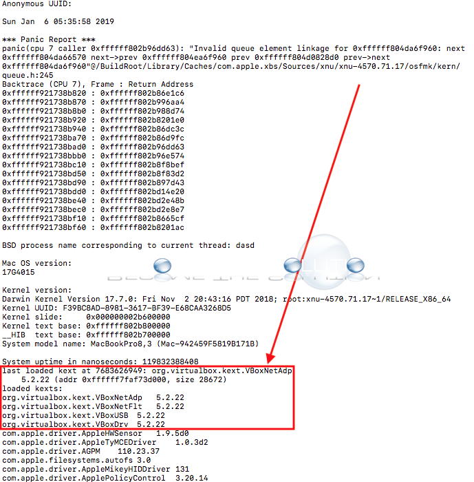 Virtualbox kernel panic kext mac