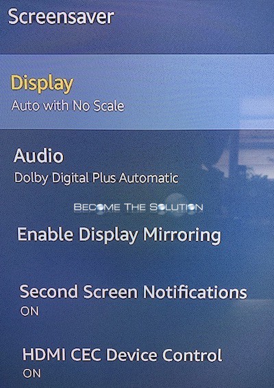 Amazon fire stick display auto no scale