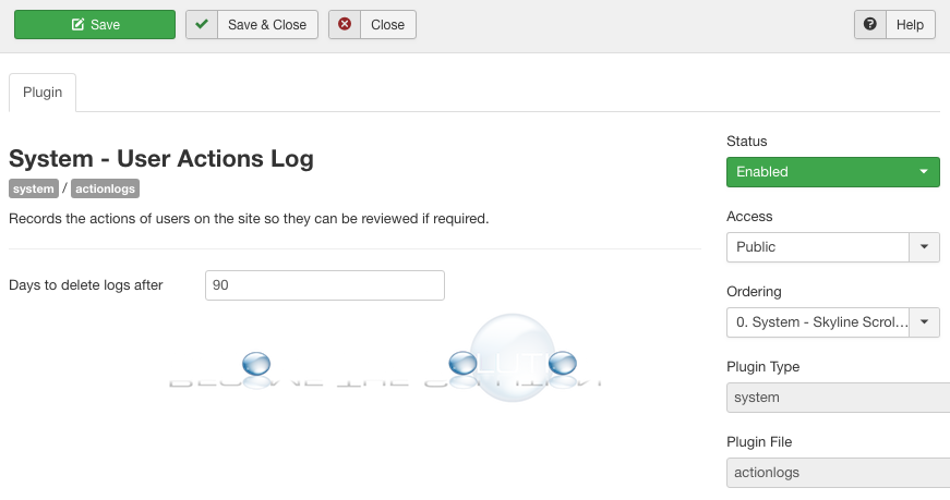 Joomla user actions log plugin enable