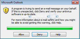 How to Prevent Message: A program is trying to send an email on your behalf. (Outlook)