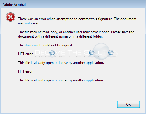 Fix: There was an error when attempting to commit this signature. – Adobe Acrobat