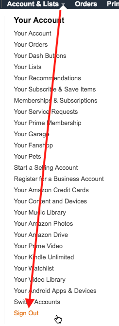 Amazon sign out