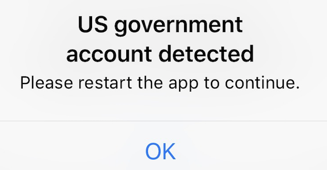 Outlook App: US Government Account Detected
