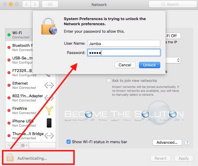 Mac unlock network security preferences