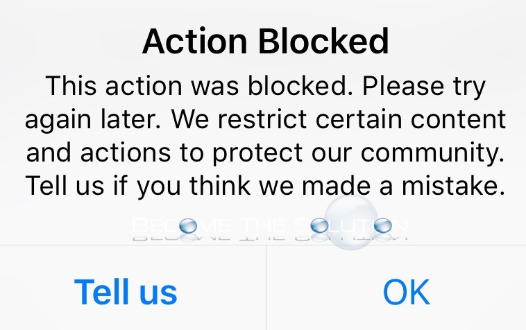 Instagram: Action Blocked message