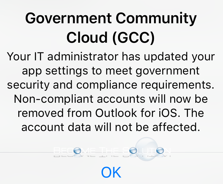 Outlook App: “Non-compliant accounts will now be removed from Outlook for iOS”