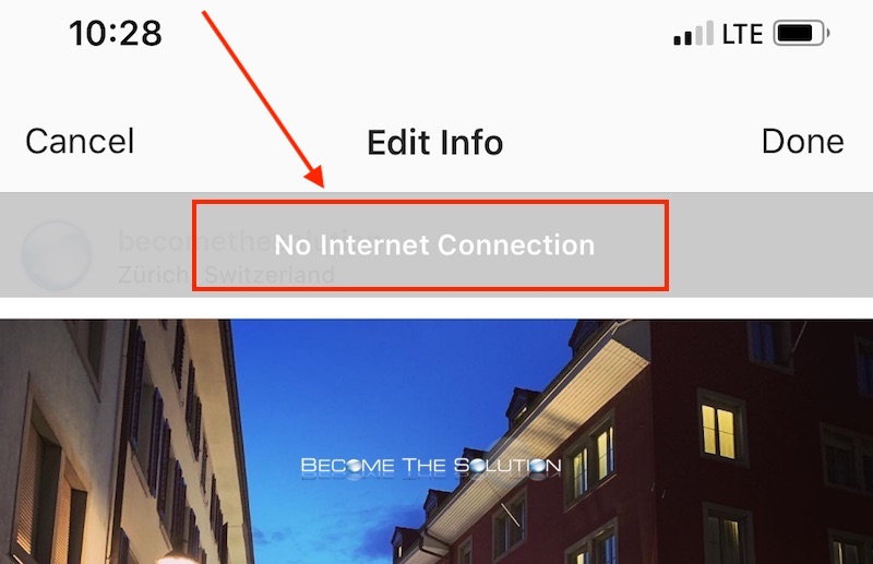 no internet connection message