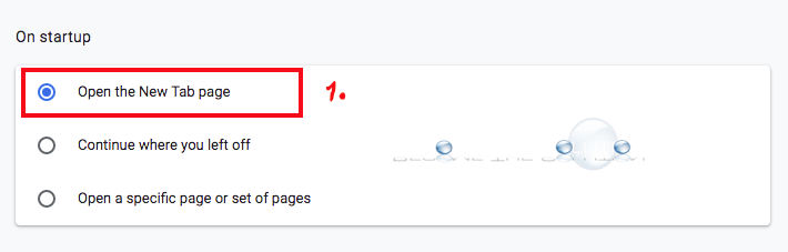 Google chrome open the new tab page on startup