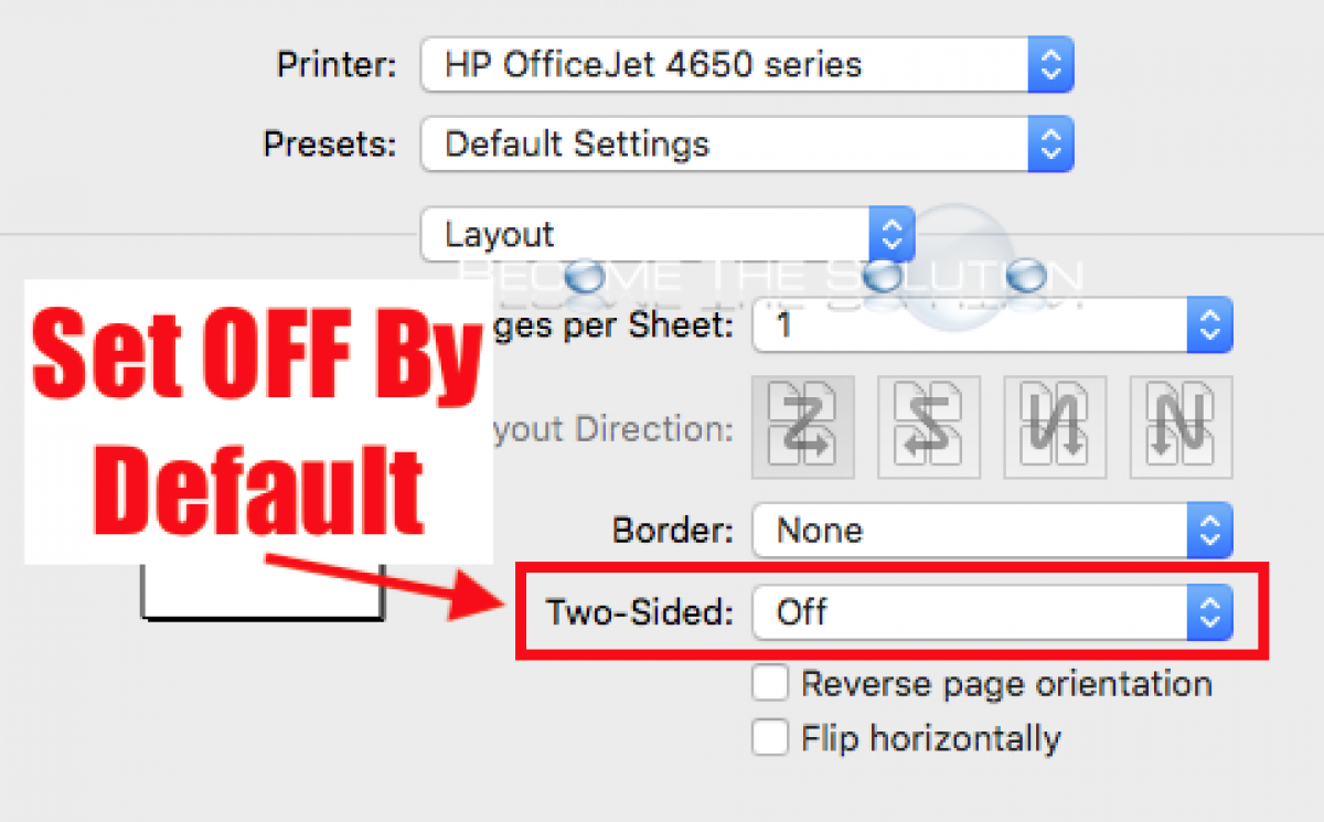 turn off two sided printing on mac for quickbooks