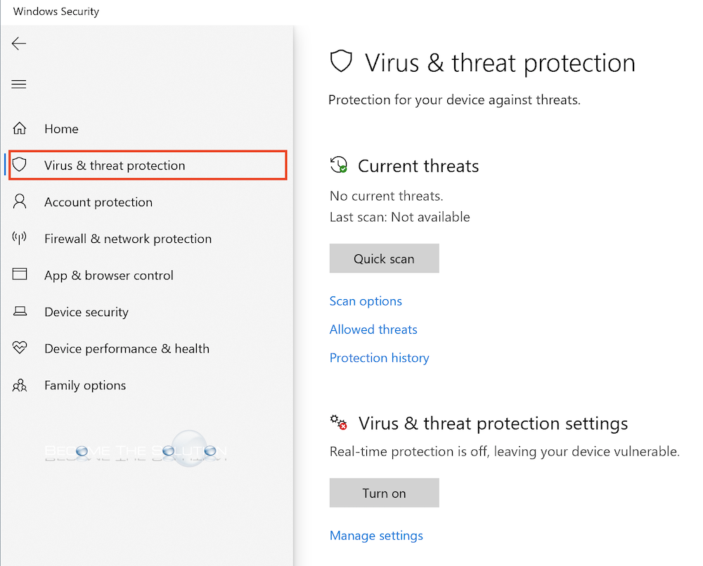 Windows virus and threat protection