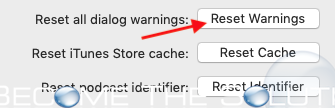 Itunes reset warnings mac