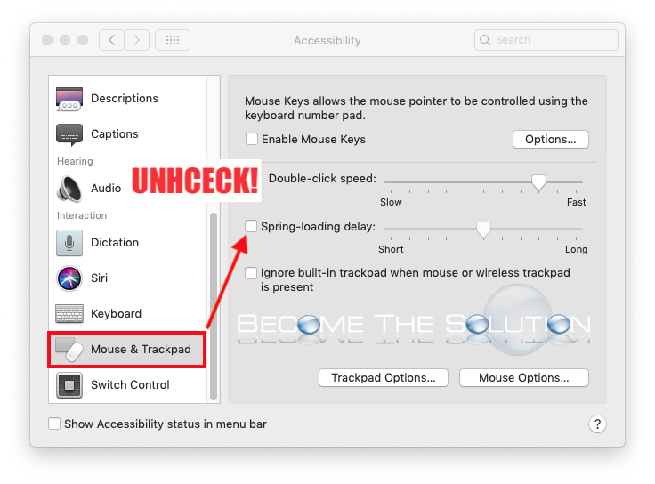 Mac disable spring loading delay files folders