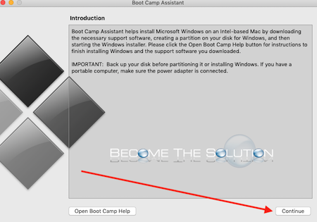 Mac boot camp assistant first step