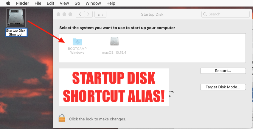 Create Desktop Shortcut to Startup Disk for macOS (Preference Pane)