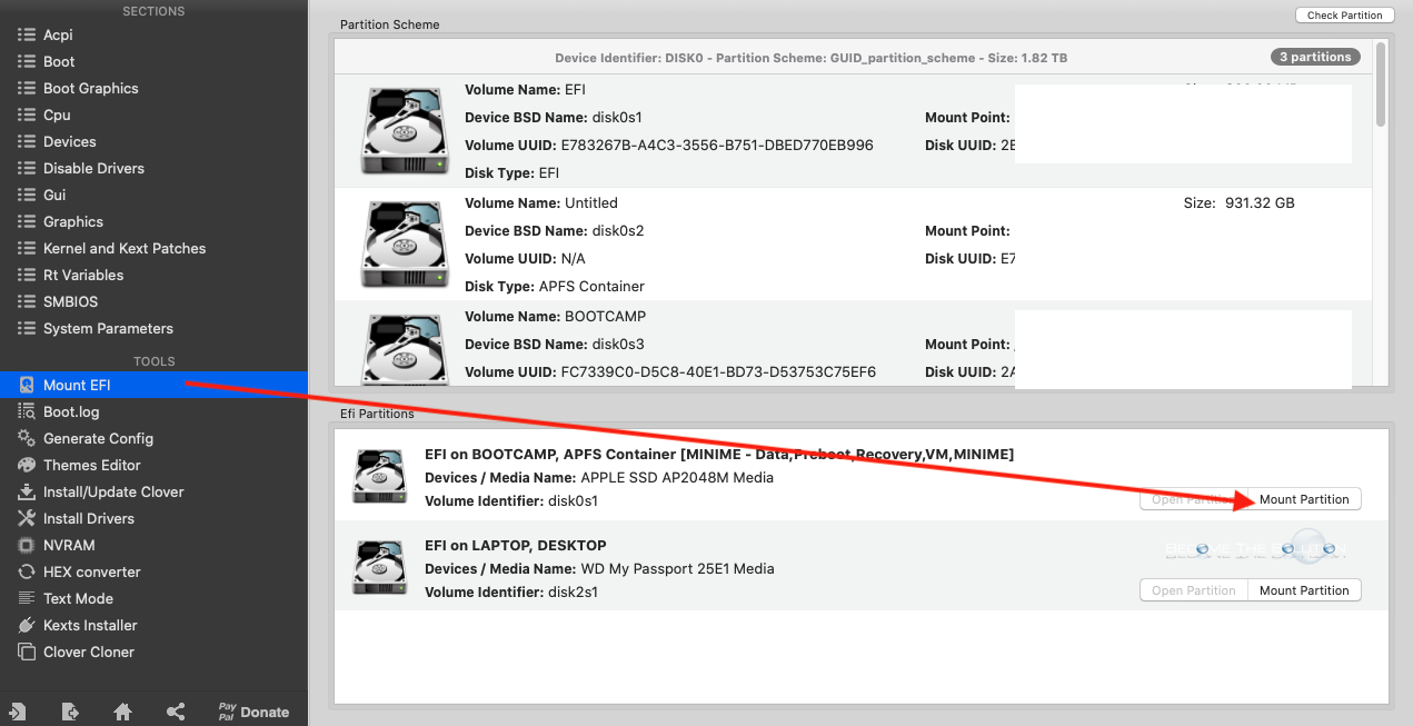 Macos clover configurator mount efi partition