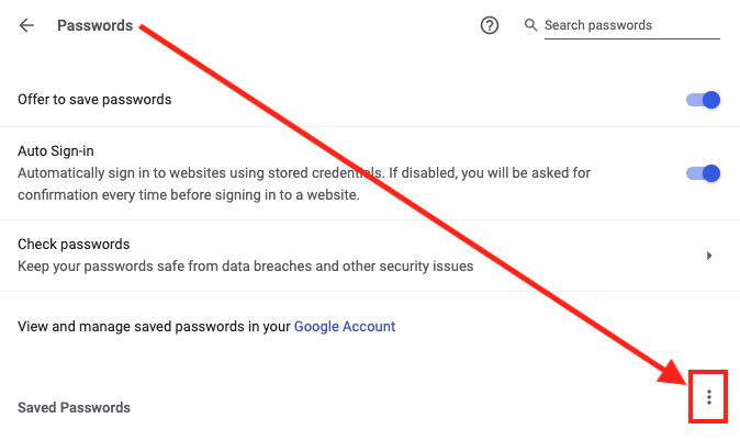 export google chrome passwords to desktop