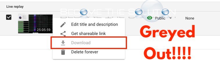 Youtube download video greyed out