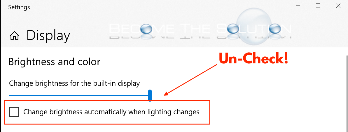 Windows boot camp uncheck change brightness automatically max