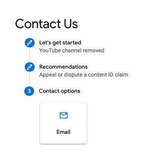 Email youtube support contact options