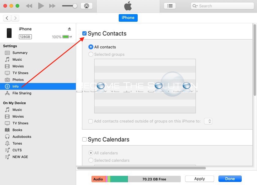 Iphone sync contacts itunes