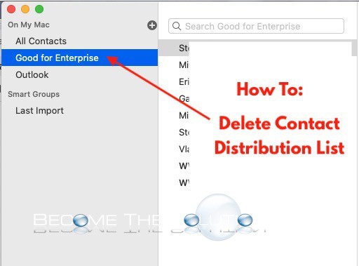 How to delete contacts distribution lists groups macos