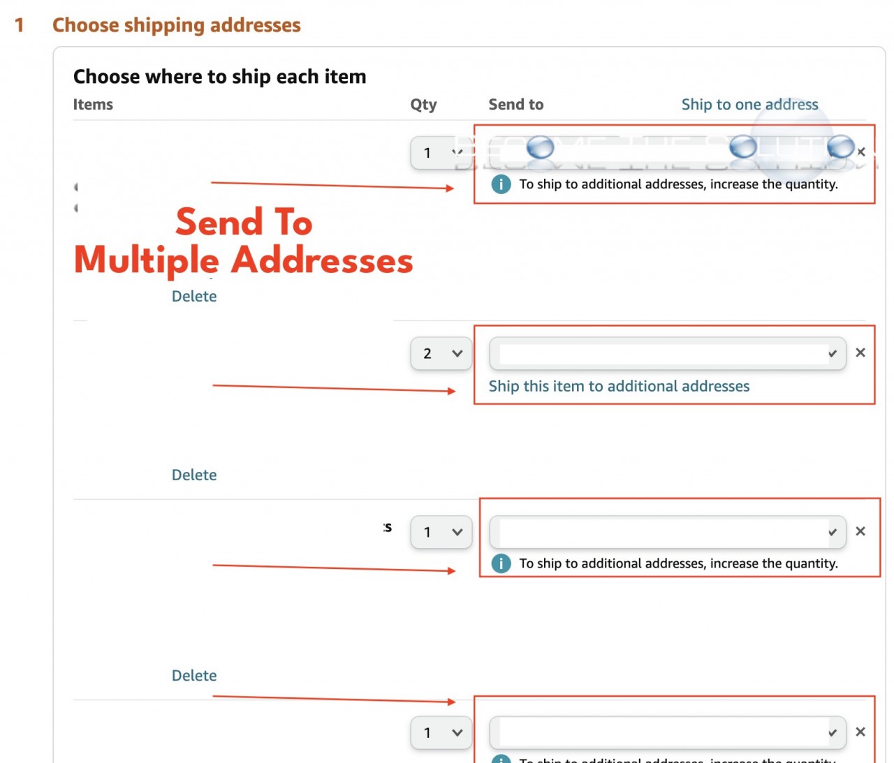 How to ship multiple addresses amazon